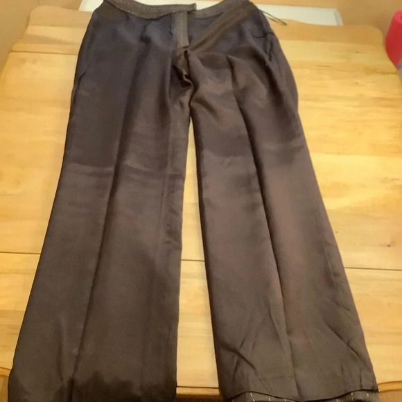 VINTAGE Brown Pinstripe Wool Tailored Pants Size 8 - Picture 9 of 11